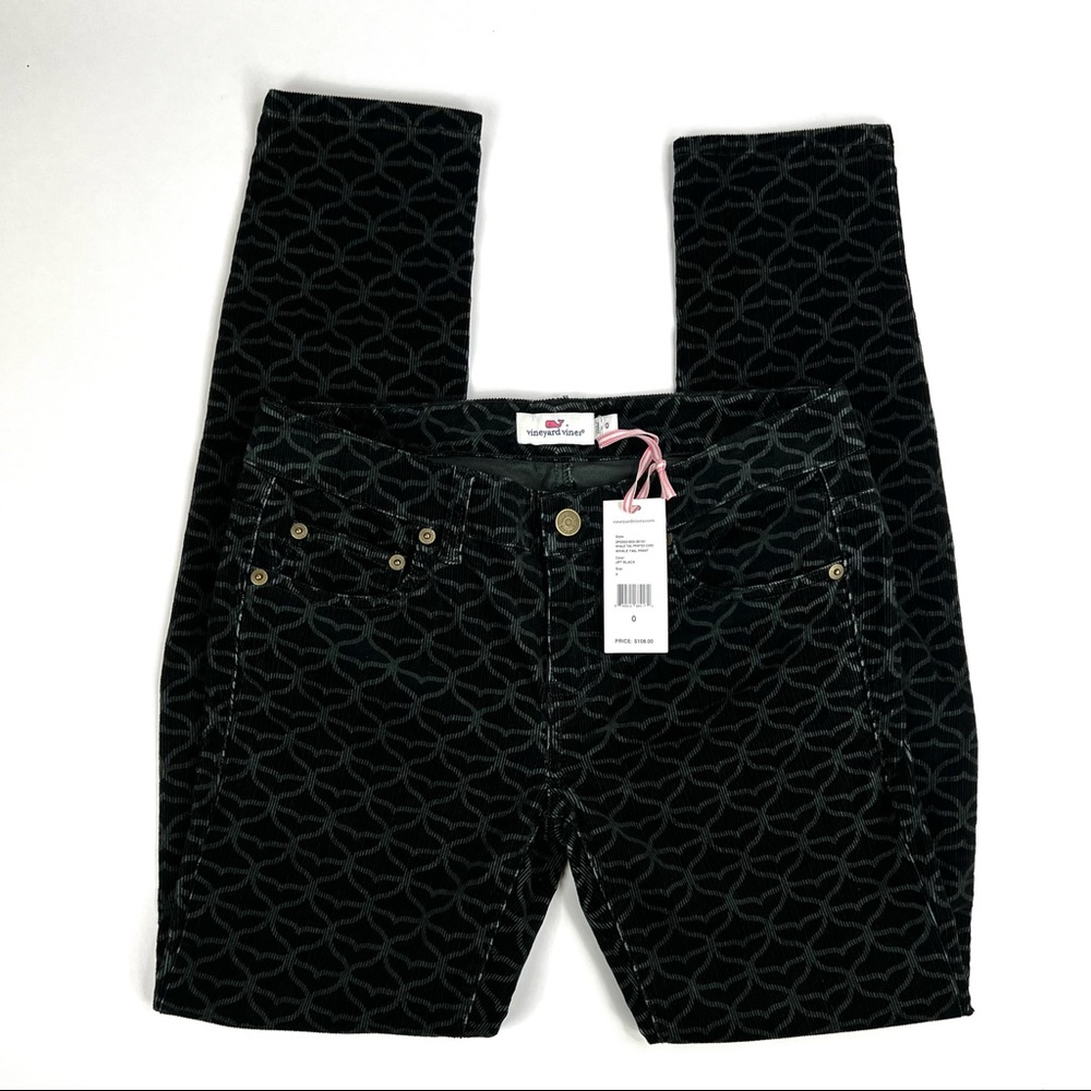 Vineyard Vines Black Whale Tail Print Corduroy Skinny Jeans
